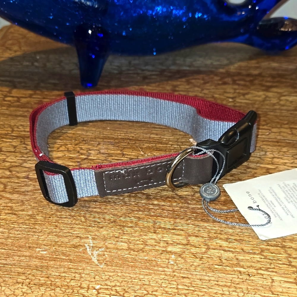 Max Bone Red and Gray Dog Collar